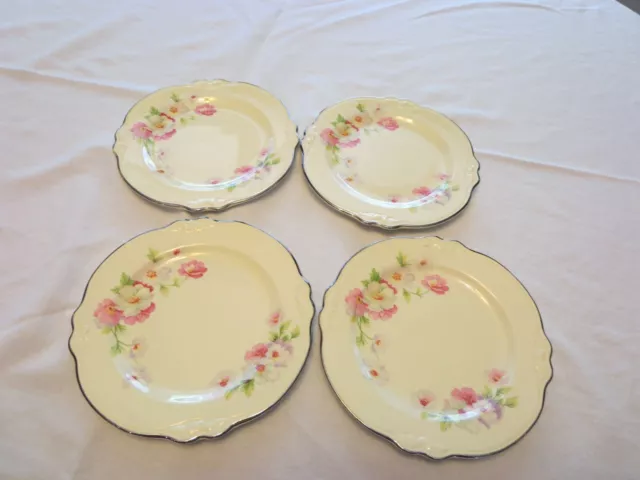 Set of 4 Vintage Homer Laughlin Virginia Rose 6 3/8” Bread Plates