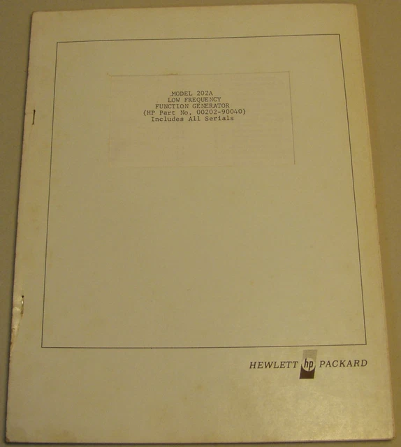 Servicemappe HP 202A Funktionsgenerator