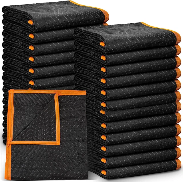 24 Pcs Moving Blankets Heavy Duty Packing Blankets 74 X 40 (42 Lb Weight) Quilte