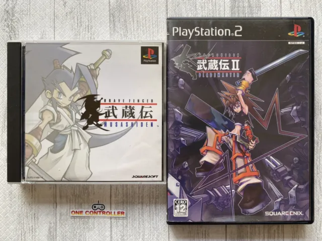 SONY PlayStation 1 PS one & 2 Brave Fencer Musashi den 1 & 2 set from Japan