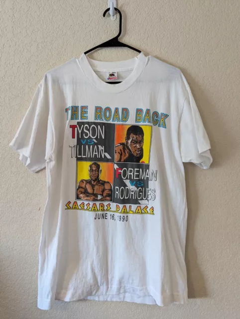 Vintage Mike Tyson Boxing Shirt 1990 Made In USA Single Stitch Foreman Large