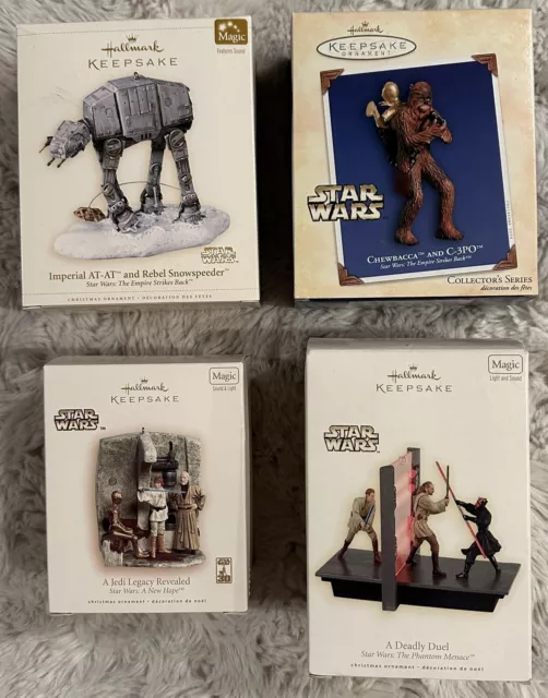 Hallmark QXI6193 Imperial AT-AT & Rebel, A Deadly Duel, Chewbacca & C-3PO, Jedi