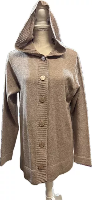 Ladies Hooded Light Weight Long Sleeve Button Cardigan Duster