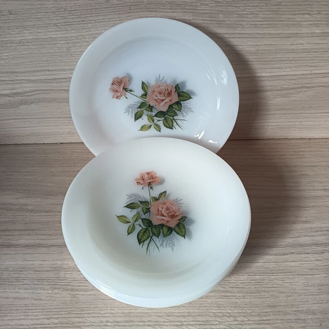 Lot 6 assiettes creuses Arcopal fleuries – Vintage 70/80