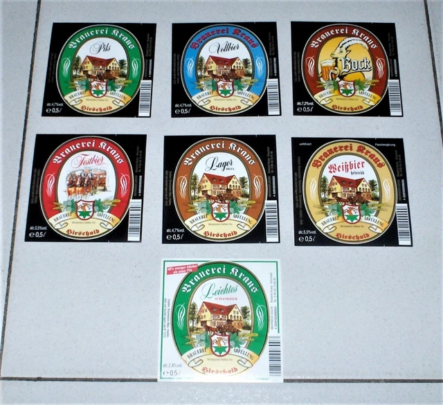 7 Etichette Birra BRAUEREI KRAUS bier beer label PERFETTE etichetta Germania