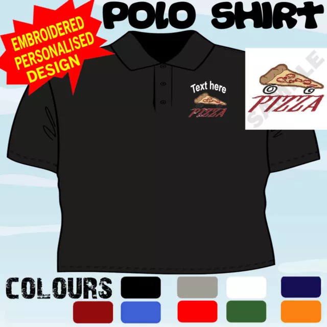 Personalised Embroidered Pizza Delivery Company Uniform Workwear T Polo Shirt