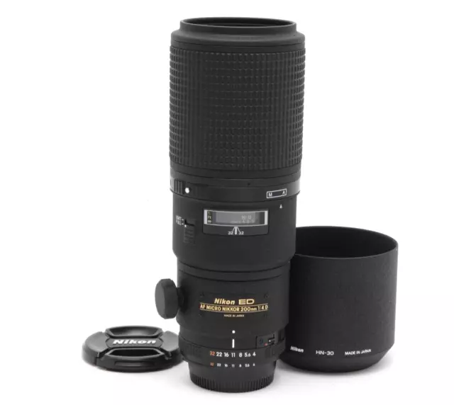 Near Mint Nikon AF Micro-NIKKOR 200mm f4 D ED Lens with Hood #37211
