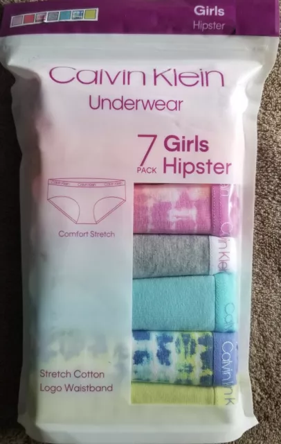 Calvin Klein Girls Youth Hipster Underwear - 7 Pack - Stretch Cotton NEW! NR