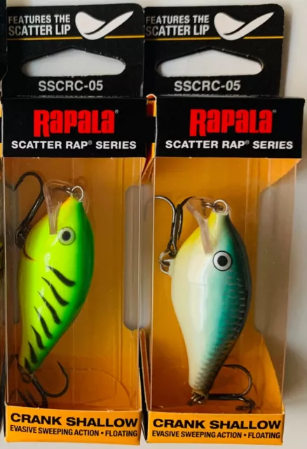 Rapala SSCRC-05 Scatter Rap Crank Shallow  Fishing Lures (NIB)- Lot of 2