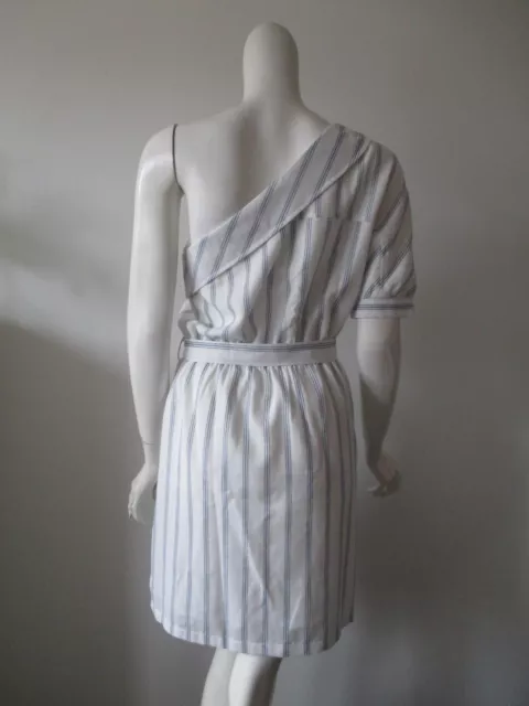 NWT After Market Stripe Pattern One Shoulder Tie Waist Short Sleeve Dress M 2