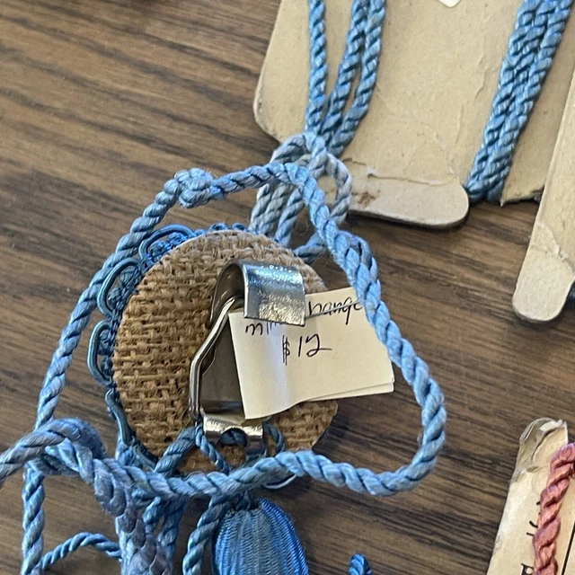 NOS 3 Wired Cord Picture Mirror Hanger Tassle New Vintage Blue 10