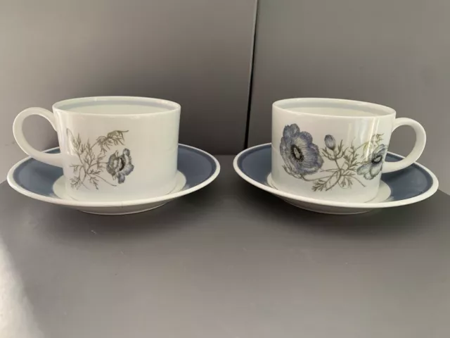 2 Wedgwood Glen Mist bone china cups and saucers Susie Cooper design