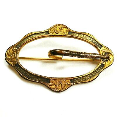 Antique Victorian or Art Nouveau Large Sash Buckle Pin or Brooch with Hook