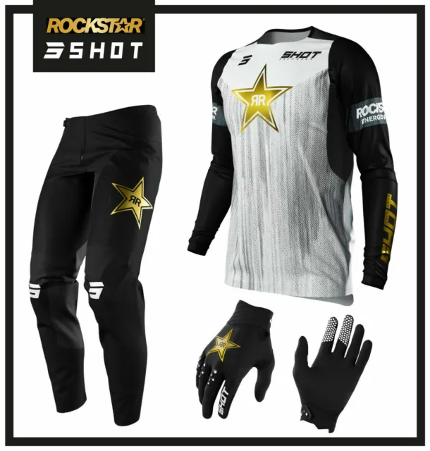 Shot Contact Rockstar Energy Jersey & Pant Motocross Mx Quad Bike Combo Kit