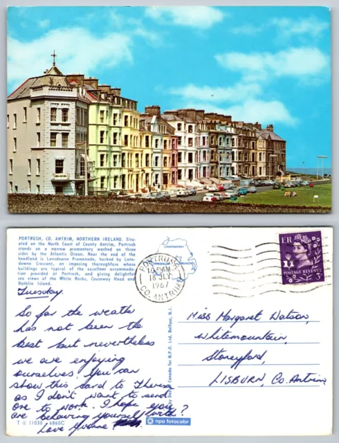 s20834  Portrush Antrim Northern Ireland NPO postcard 1967 stamp