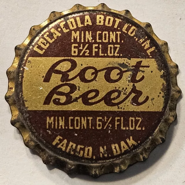 Root Beer Cork Lined Soda Bottle Cap; Fargo, Coca-Cola Fargo, N. Dak - Unused