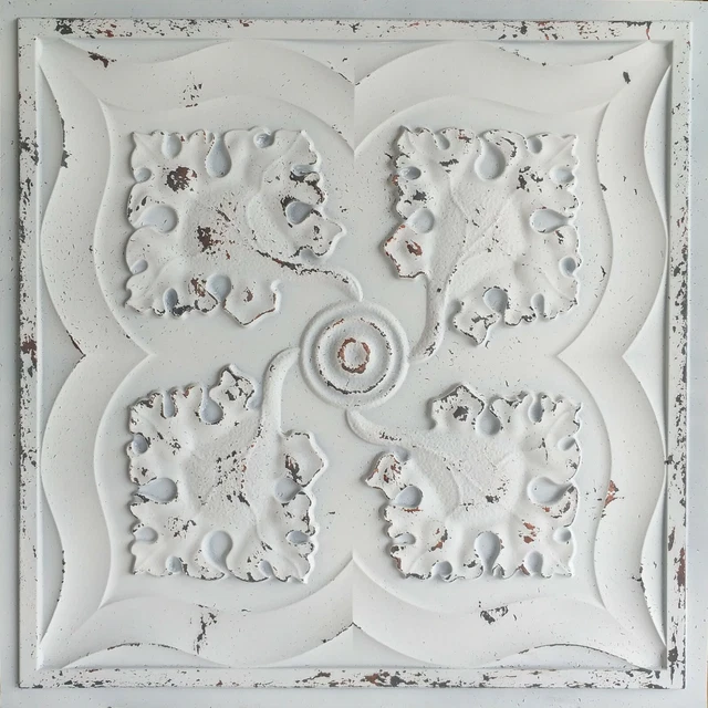 Ceiling tiles Faux tin distress crack white decor Bar wall panels PL64 10pcs/lot