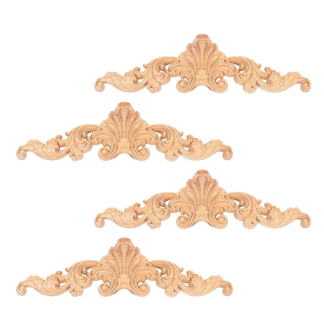 4 Pcs DIY Wood Onlays Carved Wood Furniture Decals Dresser Decor Chic