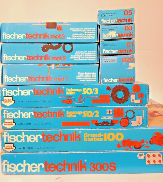 Lot Fischertechnik – Grundkasten 100 + MOT-1 + 50/3, Boîtes Et Notices, Vintage