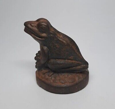 Vintage Cast Iron Frog Toad Door Stopper Holder Wedge 3.25" - Made in England