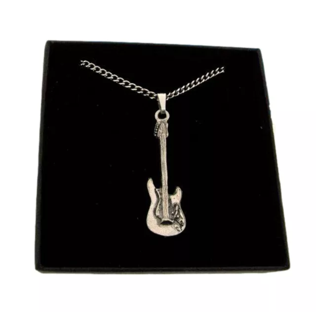 Electric Guitar Pendant In Gift Box Handcrafted in Lead Free Solid Pewter