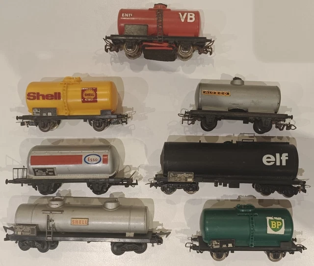 Lot wagons JOUEF HO - nettoyeur - citerne Esso Shell BP Algeco
