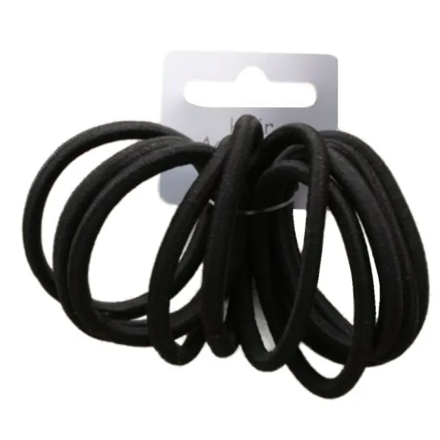 Set of 10 Black Thick Snag Free Endless Hair Elastics Bobbles Hair Bands