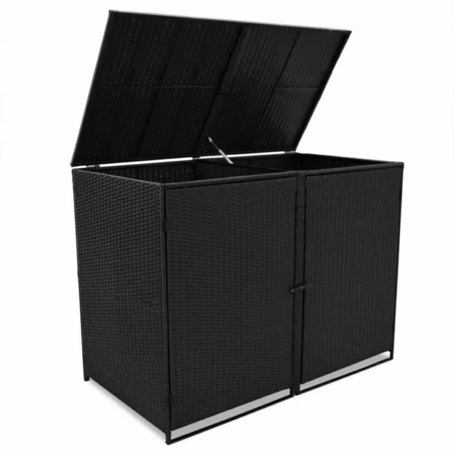 Mülltonnenbox Müllbox Mülltonnenverkleidung für 2 Tonnen Polyrattan Neu Schwarz