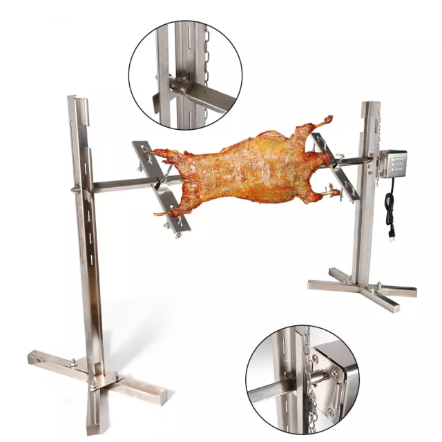 2PCS 220v Electric BBQ Spit Roaster Hog Roast Machine Rotisserie Grill Roasting