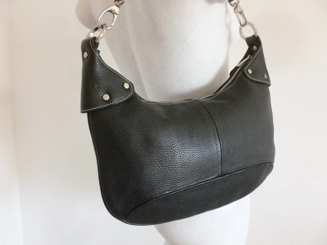 Superbe Sac Kesslord Cuir Foulonne Noir Surpique Anse Porte Main Ou Epaule Tbe