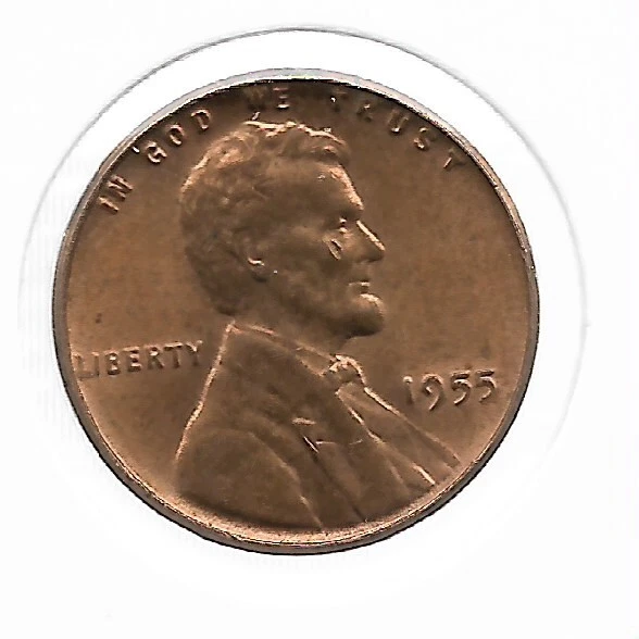 Rare Old 1955 Very Good AU/BU Lincoln Penny US Collection Coin Cent From Roll