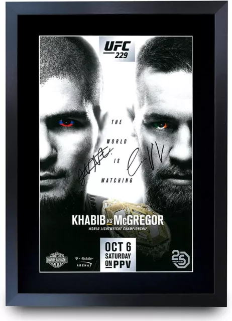 UFC 229 Fight Khabib Nurmagomedov vs Conor McGregor A3 Poster Framed Autograph