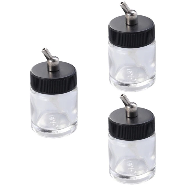 3 piezas botellas de vidrio aerógrafo de 22cc olla modelo de taza de pintura profesional recargable