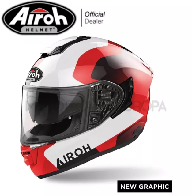 Airoh St.501 Dock Red Gloss Shiny White Full Helmet 2