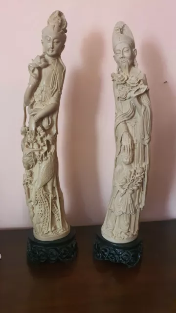 Coppia di Statue - Sculture Cinesi in Avoriolina