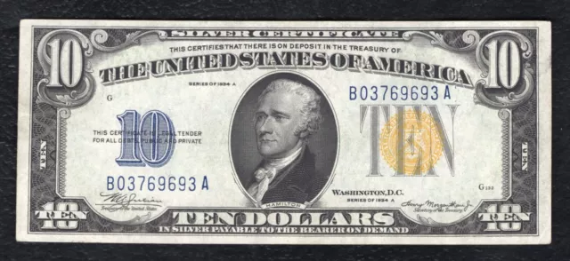Fr. 2309 1934-A $10 Ten Dollars “North Africa” Silver Certificate About Unc (D)