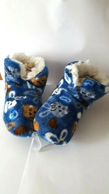 Ciabatte BAMBINO pantofole chiuse antiscivolo pile caldo lunghezza 16 cm blu