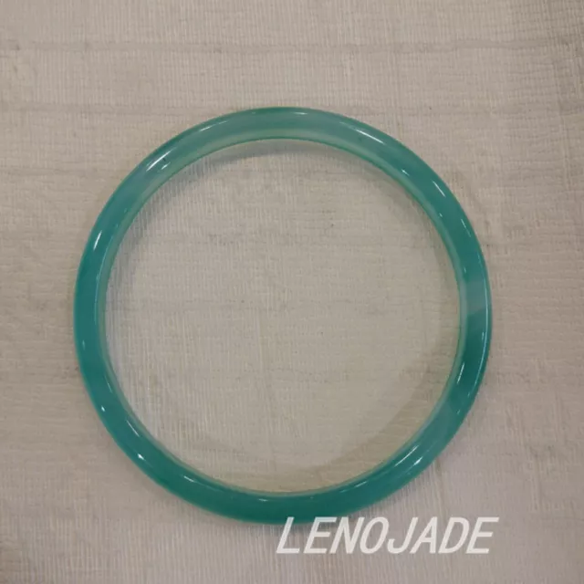 54-55MM Thin Slim Natural Icy Translucent Green Jade Bangle Bracelet Handmade