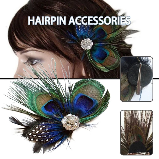 Peacock Feather Hair Clip Fascinators Flapper Headpiece Carnival Party A