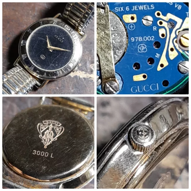 VINTAGE GUCCI 3000L Quartz Ladies Swiss Made Watch 6 J. ETA
