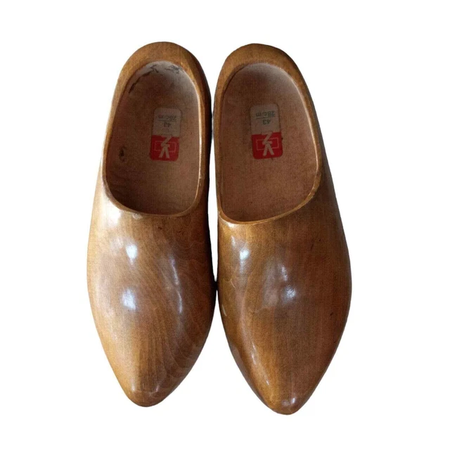 Vintage Holland Dutch Farmer's Wooden Shoes Hand Carved for Wearing Size 43