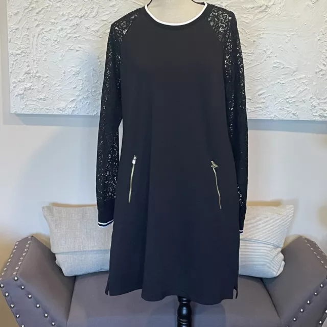 Juicy Couture Black Label Womens Sweater Dress Lace Arms Long Sleeve Sz XL NWOT