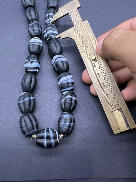 Extremely Amazing Old Ancient Sulaymaniyah Color Glass Antique Beads Strand 4