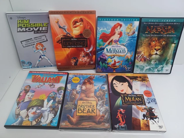 WALT DISNEY DVD -LOT OF 7)  Lion King Mermaid Narnia Mulan Brother Bear Valiant