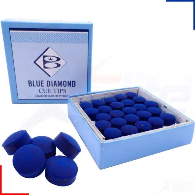Blue Diamond Leather Snooker Pool Billards Cue Tips 9, 10 or 11mm