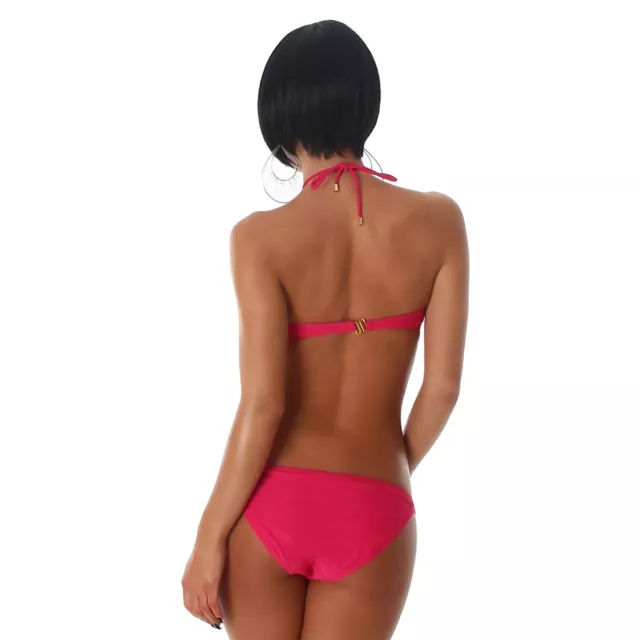 Bikini donna costume da bagno dettagli gioiello fascia due pezzi mare nuovo 2