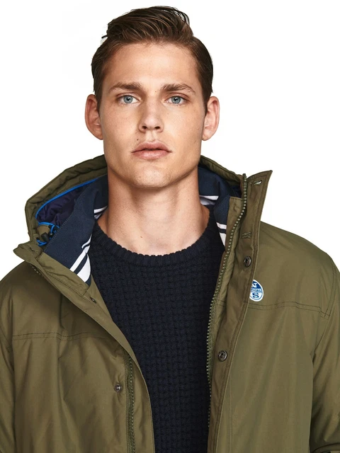 Giubbotto uomo invernale North Sails giacca casual con cappuccio e tasche verde 8