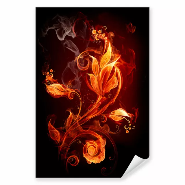 Postereck 0025 Poster Leinwand Feuer Blume, Blüte Pflanzen Flamme Rauch Liebe
