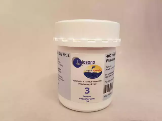 Biosono Dr. Schüssler Salz Nr. 3 Ferrum phosphoricum D 12 (400 Tabletten)