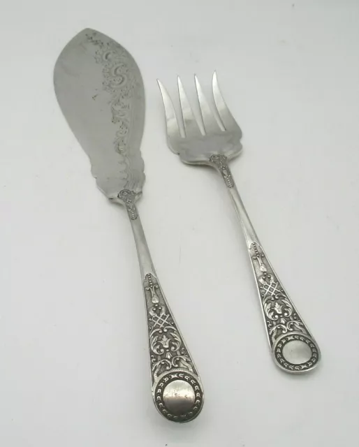 A Good Pair of Vintage Silver Plated Fish Servers by William Batt c1900 2